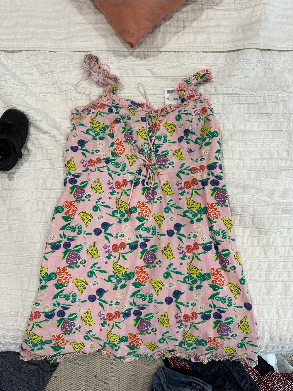 Fruit-Print Summer Dress with Ruffle Straps